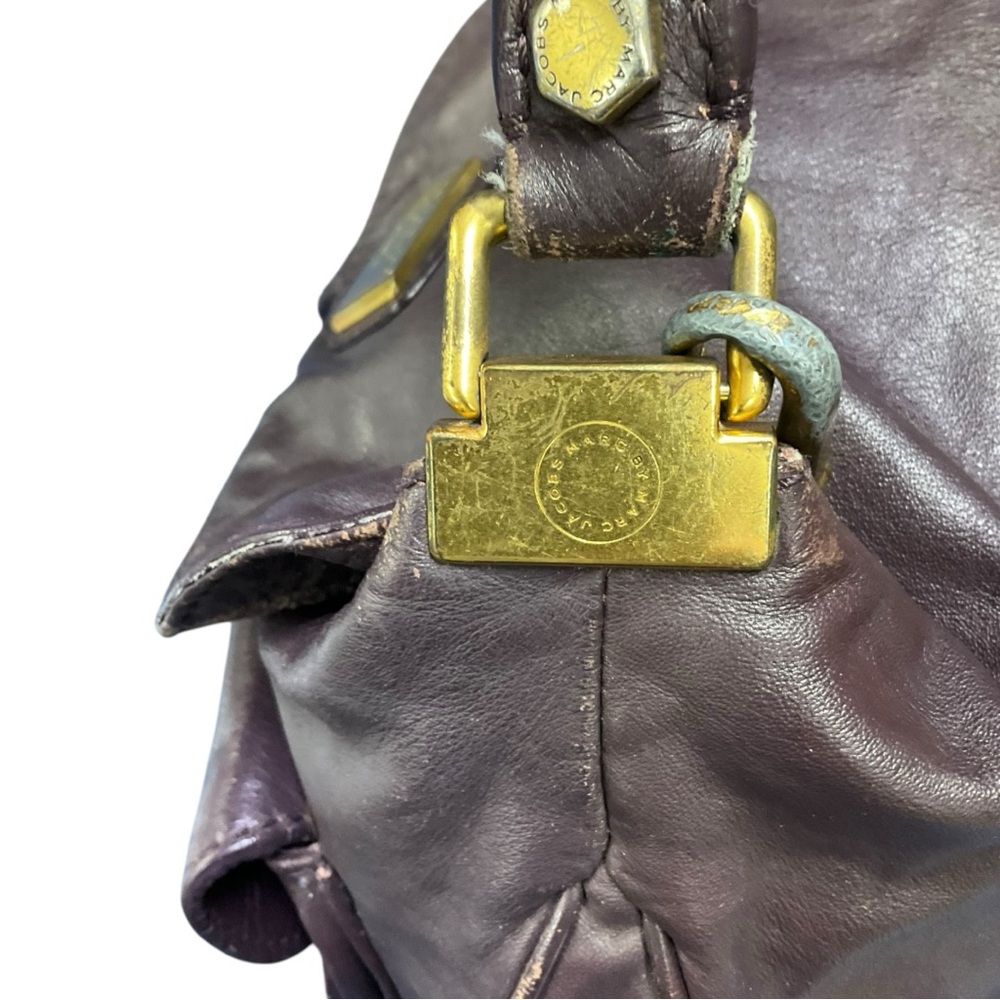 Marc by Marc Jacobs Classic Q Lil Riz Hobo Bag 💜 Leather Gold Hardware Y2K Vibes - Picture 7 of 10